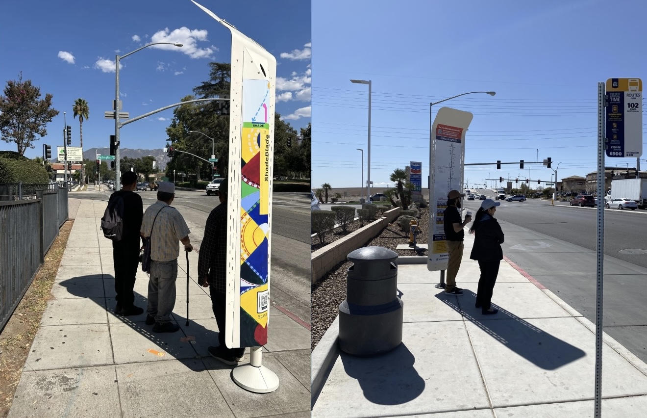 Left: ShadeBlade is for All; Right: ShadeBlade is a Transit Amenity